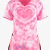 Koi Lite Tie Dye Hearts Women's 2-Pocket STRETCH V-Neck Print Scrub Top -Cherokee Shop K370TDHP 1