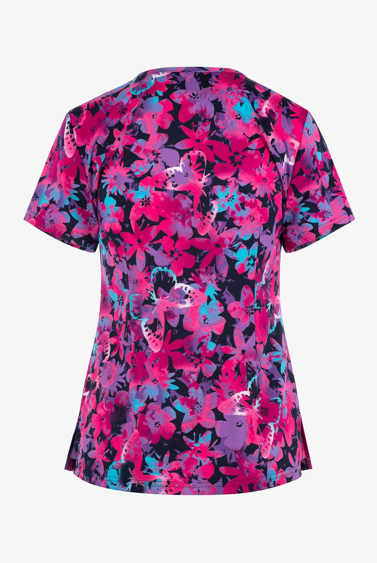 Koi Basics Brilliant Butterflies Women's 2-Pocket STRETCH V-Neck Print Scrub Top 4 Koi Basics Brilliant Butterflies Women's 2-Pocket STRETCH V-Neck Print Scrub Top - Image 2