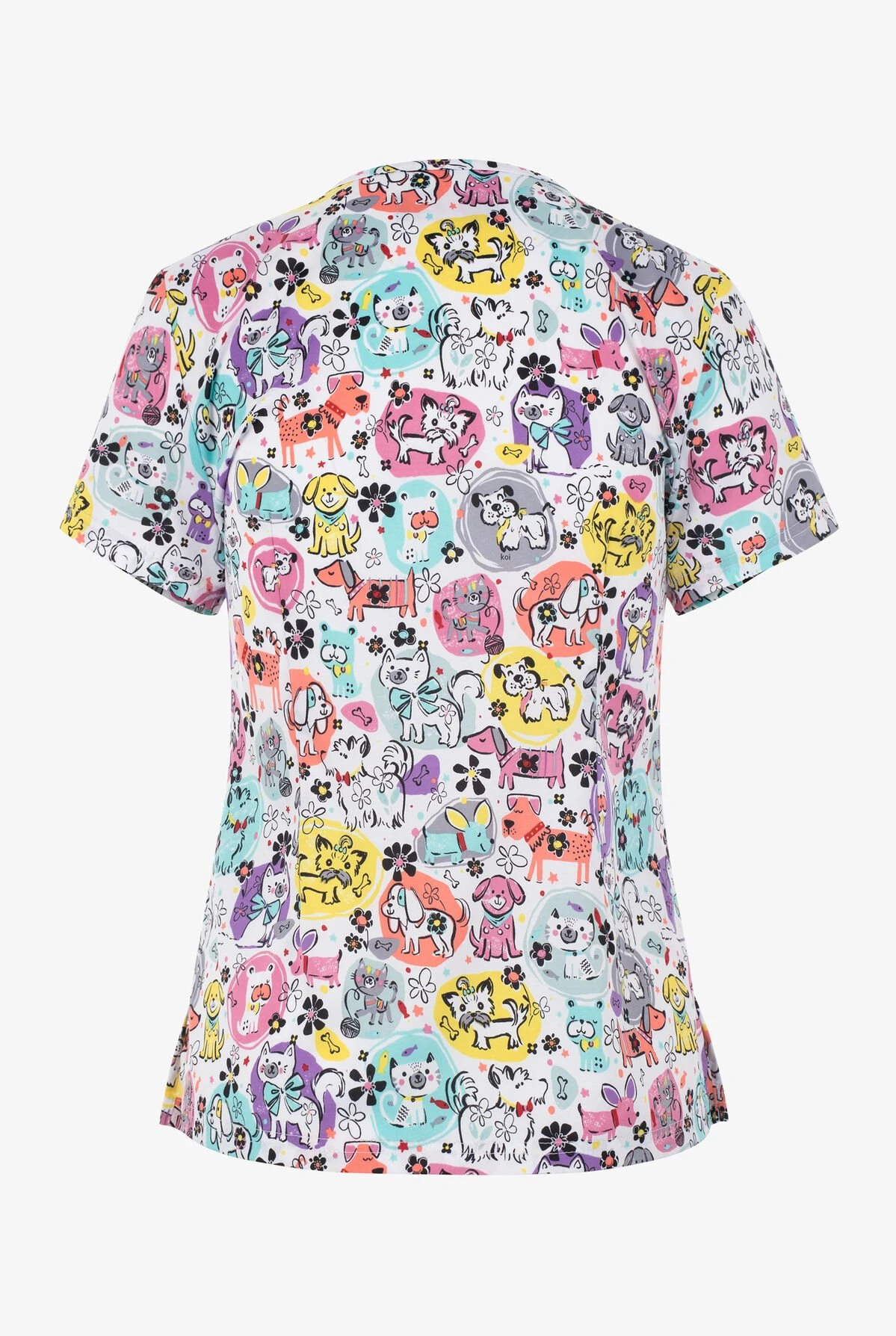 Koi Basics Fur Baby Bunch Women's 2-Pocket STRETCH V-Neck Print Scrub Top 4 Koi Basics Fur Baby Bunch Women's 2-Pocket STRETCH V-Neck Print Scrub Top - Image 2