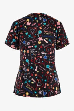 Koi Basics Germ Free Zone Women's 2-Pocket STRETCH V-Neck Print Scrub Top -Cherokee Shop K384GFZ 2