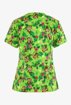 Koi Basics Monkey Business Whimsical Women's 2-Pocket STRETCH V-Neck Print Scrub Top -Cherokee Shop K384MKB 2