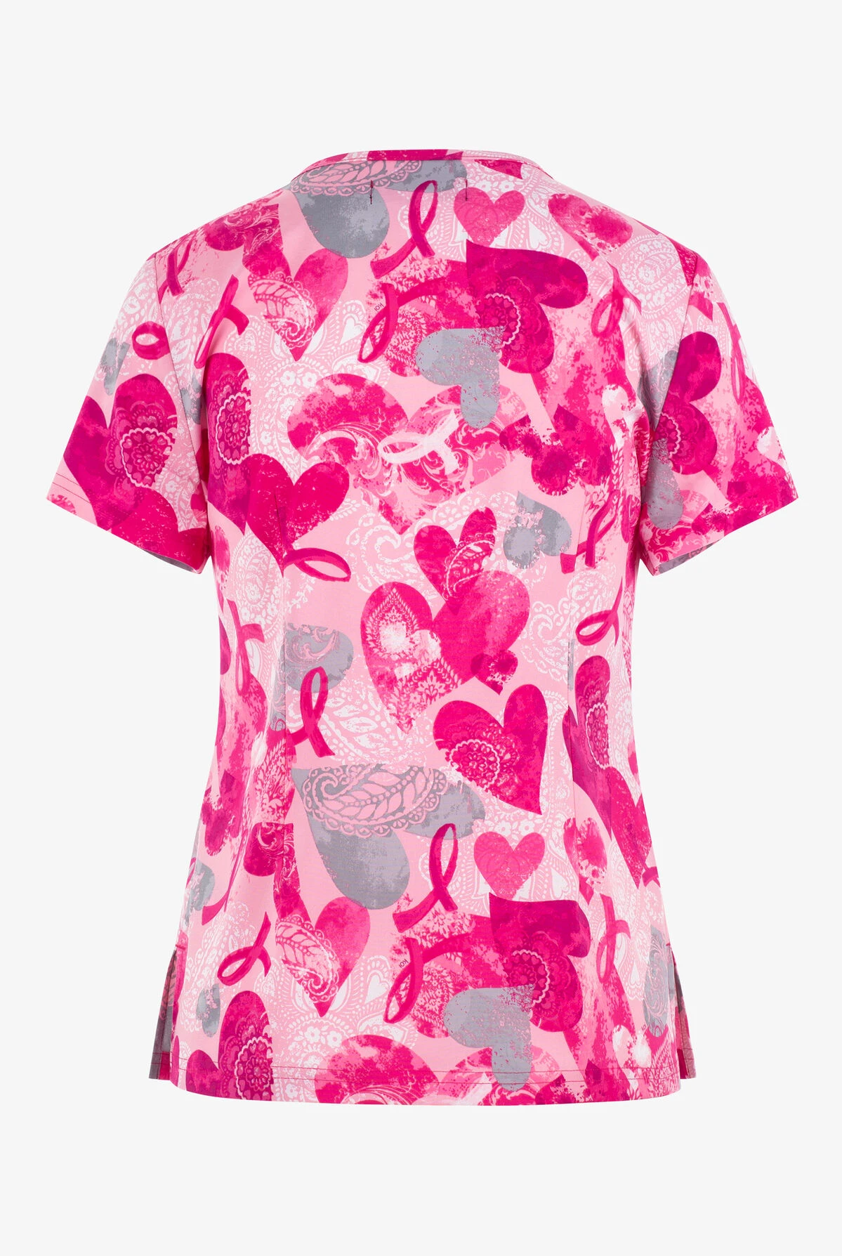 Koi Basics Paisley Hearts Awareness Women's 2-Pocket STRETCH V-Neck Print Scrub Top 4 Koi Basics Paisley Hearts Awareness Women's 2-Pocket STRETCH V-Neck Print Scrub Top - Image 2