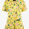 Koi Basics Sunny Snails Women's 2-Pocket STRETCH V-Neck Print Scrub Top -Cherokee Shop K384SSN 1
