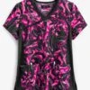 Koi Lite™ Inkblot Pinks Women's 2-Pocket Mock Wrap STRETCH Print Scrub Top -Cherokee Shop K385IBP 1