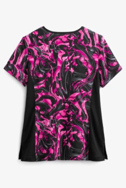 Koi Lite™ Inkblot Pinks Women's 2-Pocket Mock Wrap STRETCH Print Scrub Top -Cherokee Shop K385IBP 2