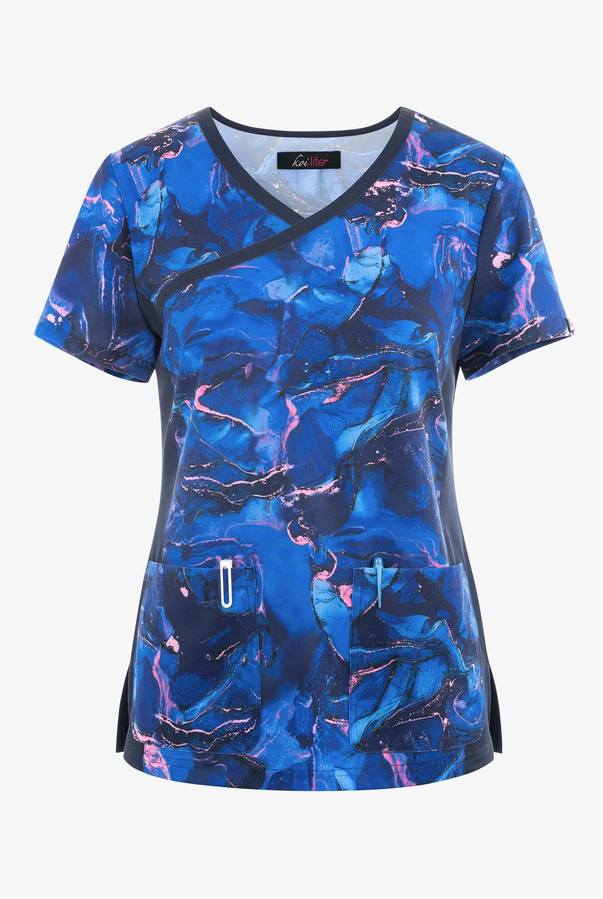 Koi Lite Marbulous Pinks Women's 2-Pocket STRETCH V-Neck Print Scrub Top 3 Koi Lite Marbulous Pinks Women's 2-Pocket STRETCH V-Neck Print Scrub Top