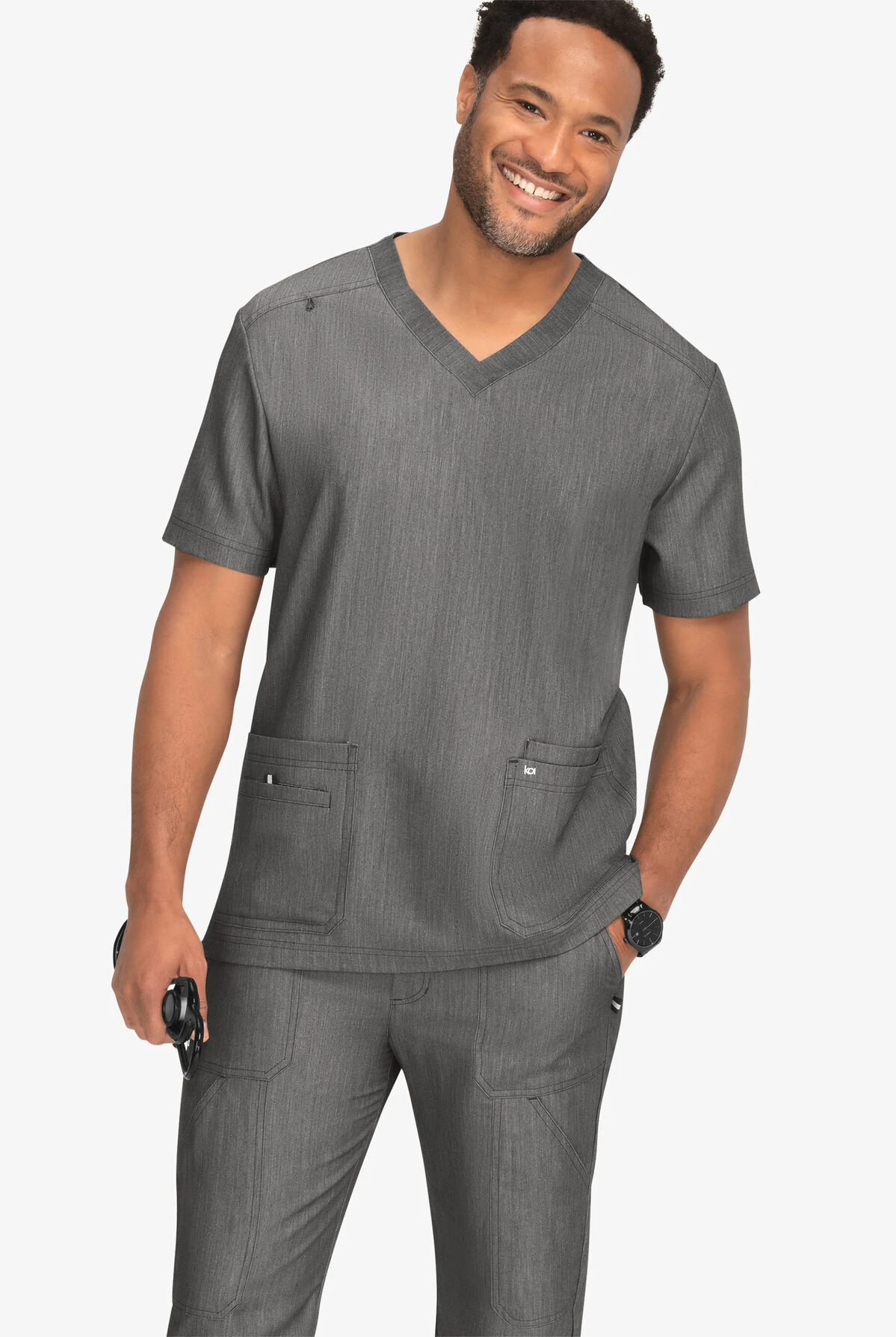 Koi Next Gen Free To Be Men's 4-Pocket STRETCH V-Neck Scrub Top 4 Koi Next Gen Free To Be Men's 4-Pocket STRETCH V-Neck Scrub Top - Image 2