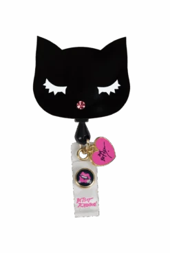 Betsey Johnson Cat Button-Snap Retractable ID Badge Holder