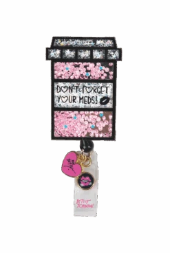 Betsey Johnson Pill Box Button-Snap Retractable ID Badge Holder