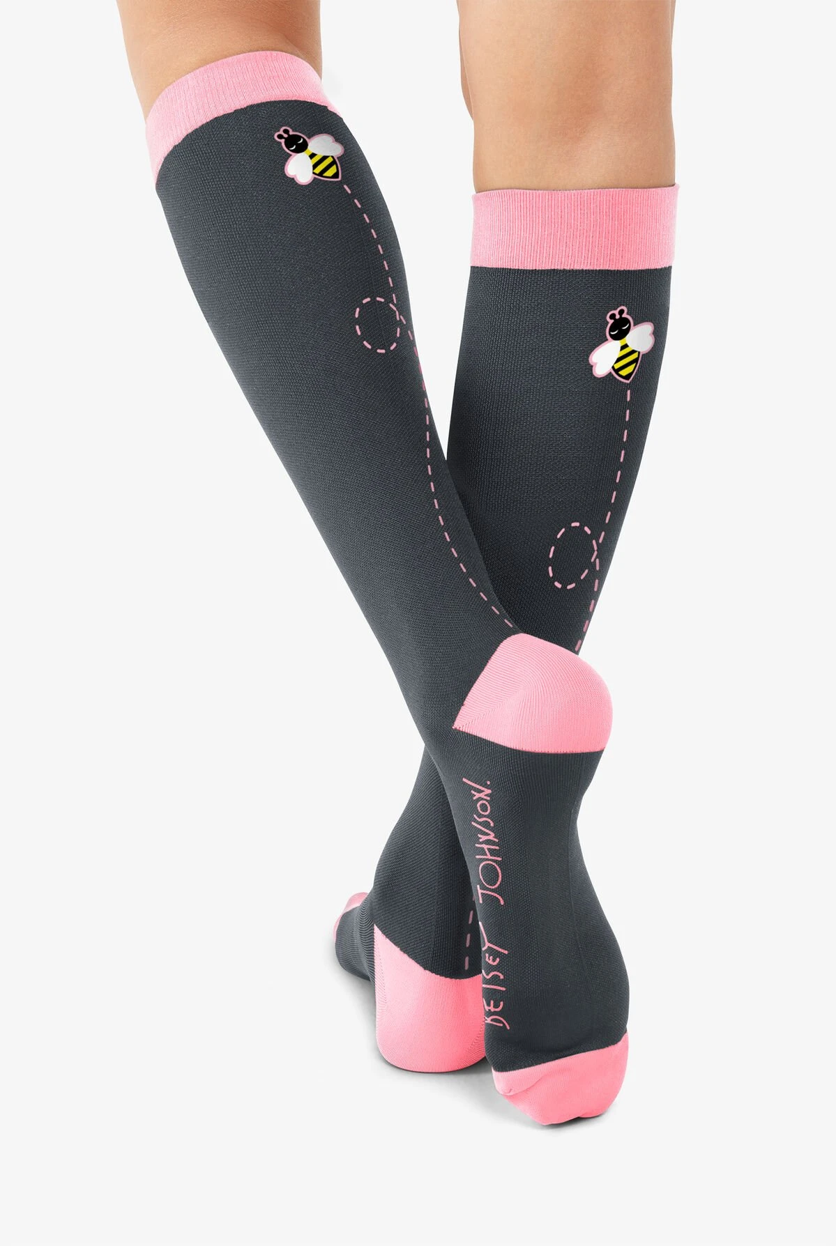 Betsey Johnson Bumble Love Women's 2-Pack 15-20 MmHg Moderate Compression Socks 3 Betsey Johnson Bumble Love Women's 2-Pack 15-20 MmHg Moderate Compression Socks