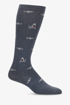 Nurse Mates Sharks Men's 12-14 MmHg Light Compression Socks