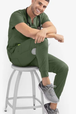 Maevn Matrix Men's 1-Pocket STRETCH V-Neck Scrub Top -Cherokee Shop MA5501 OLIVE 3 HV