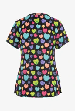 UA Exclusive Maevn My Boo Hearts Women's 3-Pocket STRETCH V-Neck Print Scrub Top -Cherokee Shop MA9800MBO 100423 2