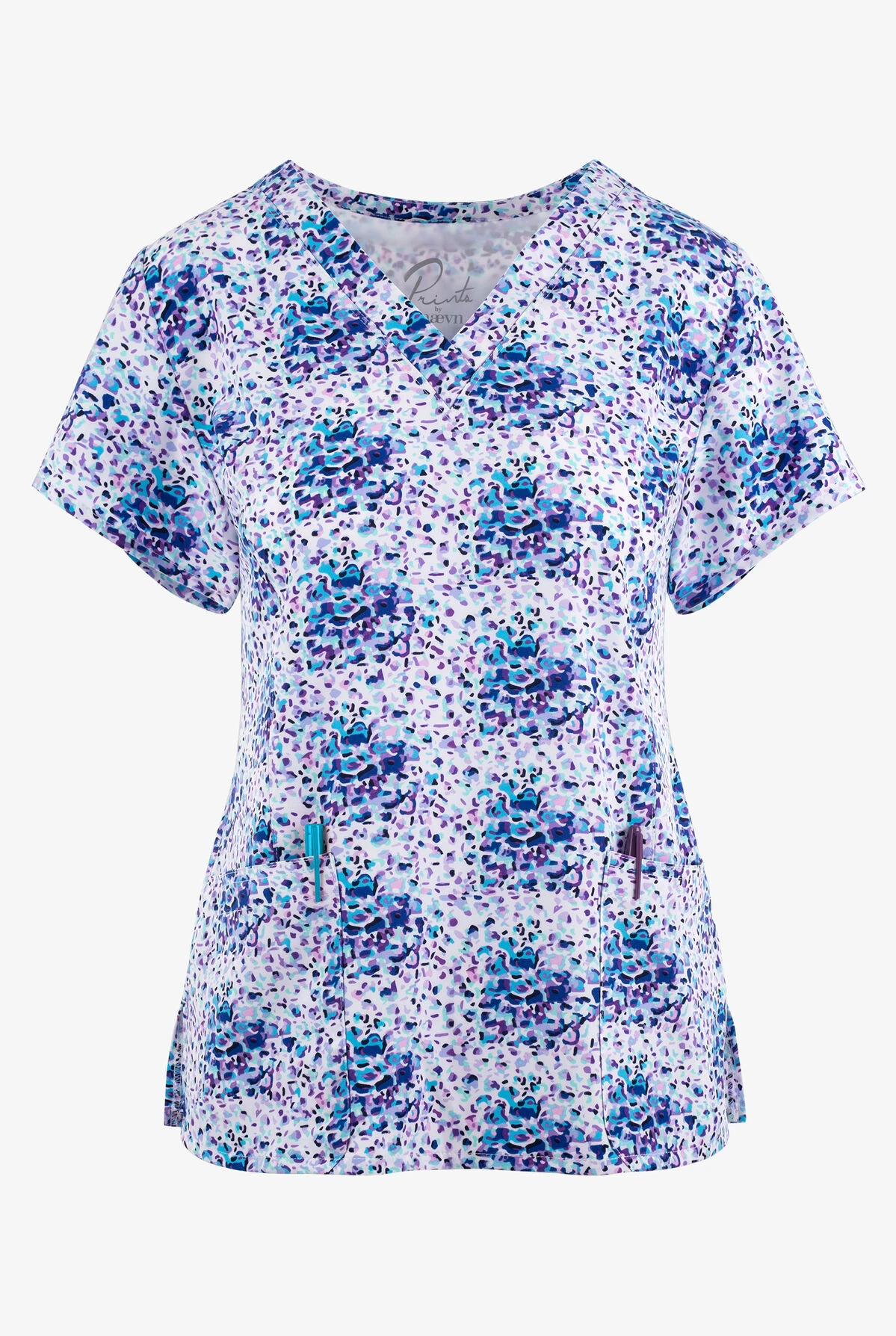 Maevn Animal Bloom Spotted Floral Women's 3-Pocket STRETCH V-Neck Print Scrub Top 3 Maevn Animal Bloom Spotted Floral Women's 3-Pocket STRETCH V-Neck Print Scrub Top