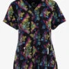 Maevn Electric Bouquet Floral Women's 3-Pocket STRETCH V-Neck Print Scrub Top -Cherokee Shop MA9810ELB 1