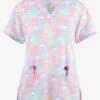 Maevn Funny Bunnies Women's Tie Dye 3-Pocket STRETCH V-Neck Print Scrub Top -Cherokee Shop MA9810FNB 1