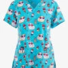 Maevn Keep Calm And Sparkle On Guinea Pigs Women's 3-Pocket STRETCH V-Neck Print Scrub Top -Cherokee Shop MA9810KCS 092023 1