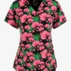 Maevn Orchid Nights Floral Women's 3-Pocket STRETCH V-Neck Print Scrub Top -Cherokee Shop MA9810OCD 100423 1