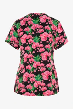Maevn Orchid Nights Floral Women's 3-Pocket STRETCH V-Neck Print Scrub Top -Cherokee Shop MA9810OCD 100423 2