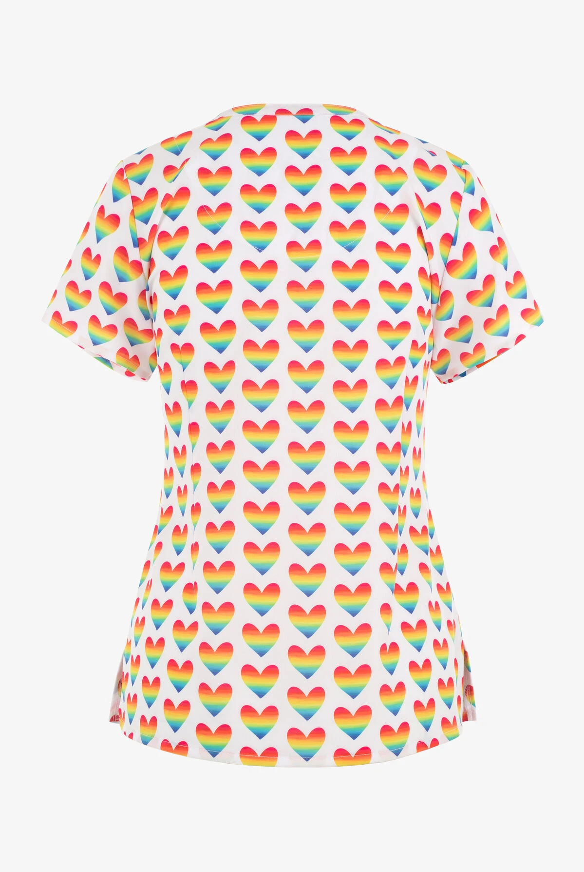 Maevn Peace, Love, And Rainbows Women's 3-Pocket STRETCH V-Neck Print Scrub Top 4 Maevn Peace, Love, And Rainbows Women's 3-Pocket STRETCH V-Neck Print Scrub Top - Image 2