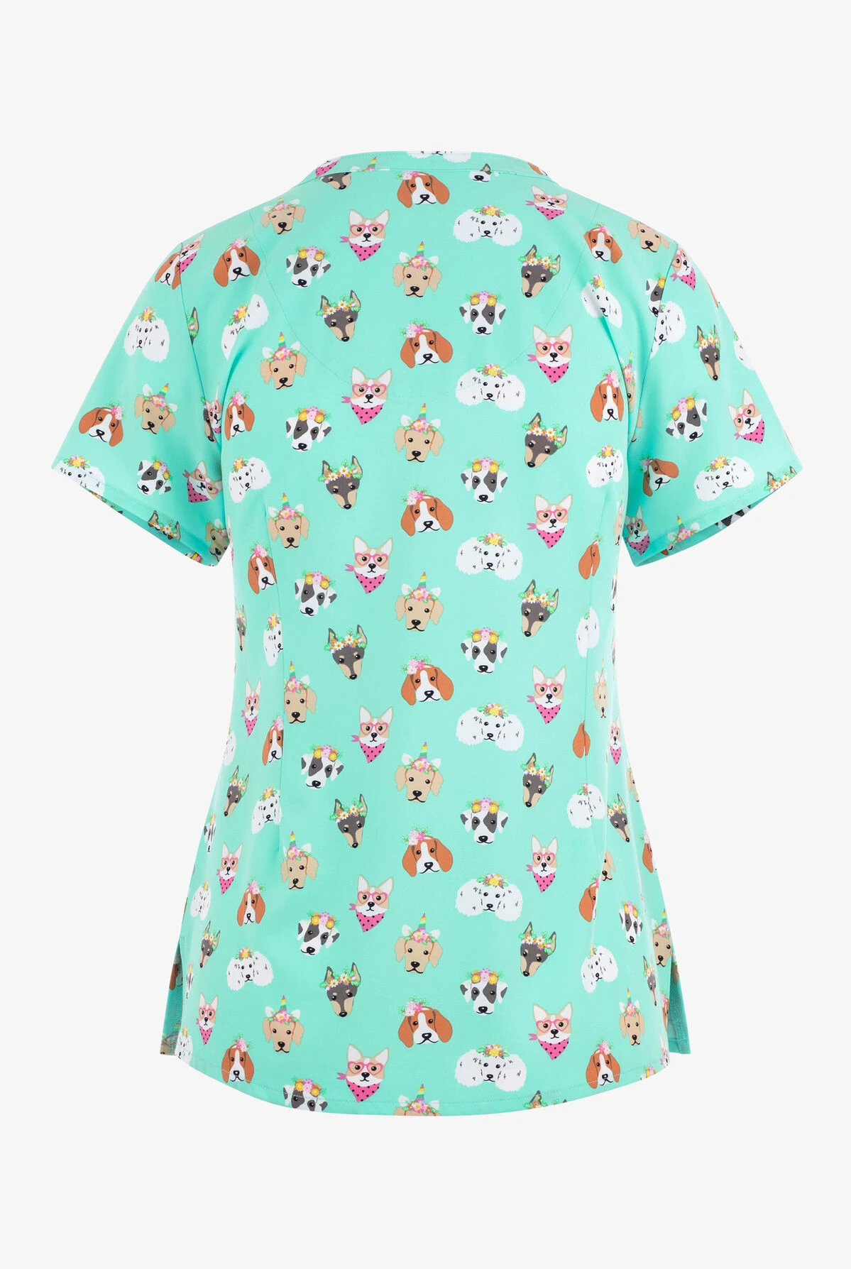 Maevn Picture Perfect Cats And Dogs Women's 3-Pocket STRETCH V-Neck Print Scrub Top 4 Maevn Picture Perfect Cats And Dogs Women's 3-Pocket STRETCH V-Neck Print Scrub Top - Image 2