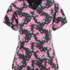 Maevn Spring Blossom Floral Women's 3-Pocket STRETCH V-Neck Print Scrub Top -Cherokee Shop MA9810SPB 1