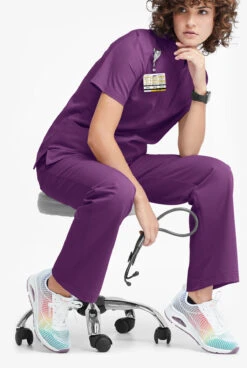 MOVEMENT By Butter-Soft Mira Women's 6-Pocket Wide Leg Scrub Pants -Cherokee Shop MBS265 EGGPL 4