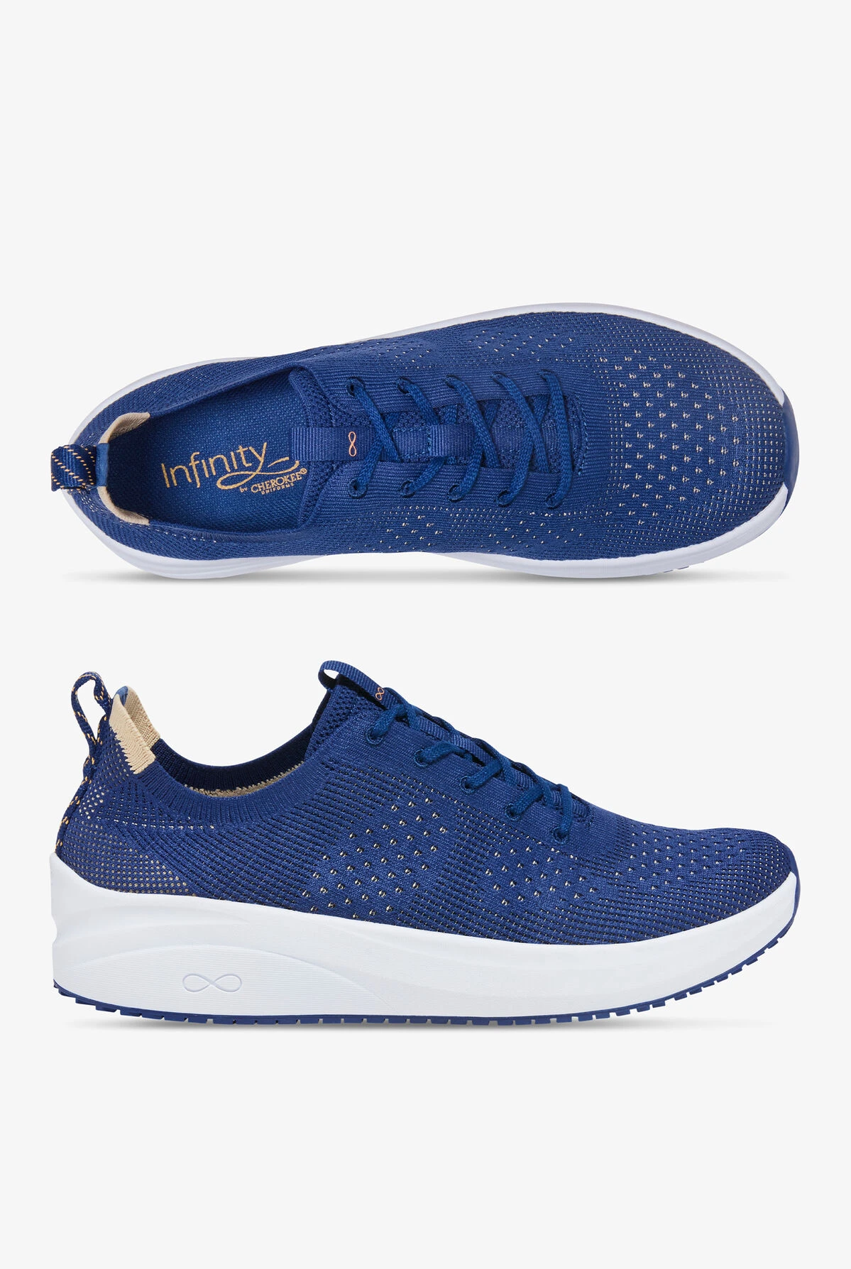 Infinity By Cherokee Men's Everon Knit Navy/White Athletic Lace Up Nursing Shoes 3 Infinity By Cherokee Men's Everon Knit Navy/White Athletic Lace Up Nursing Shoes