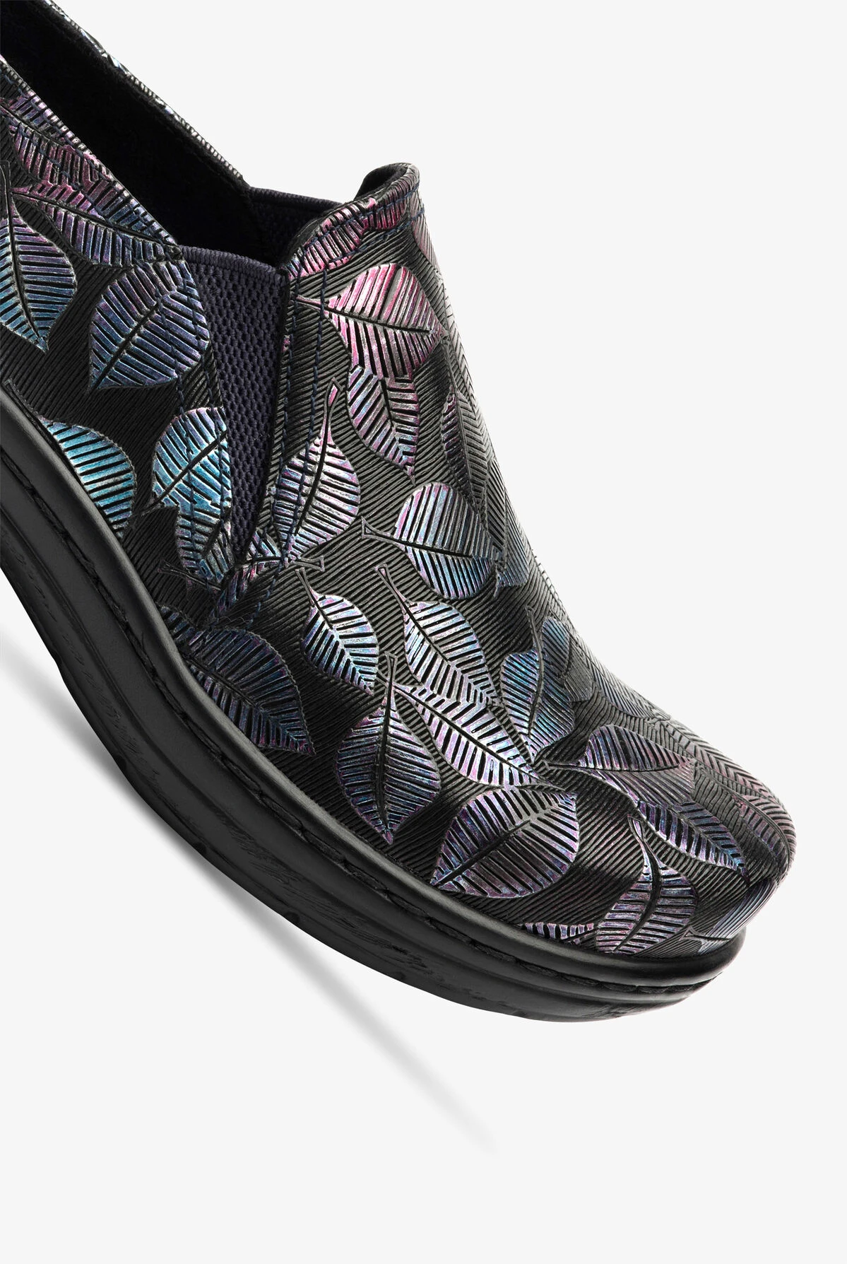 Klogs Moxy Blue/Purple Leaves Leather Slip On Clogs 5 Klogs Moxy Blue/Purple Leaves Leather Slip On Clogs - Image 3