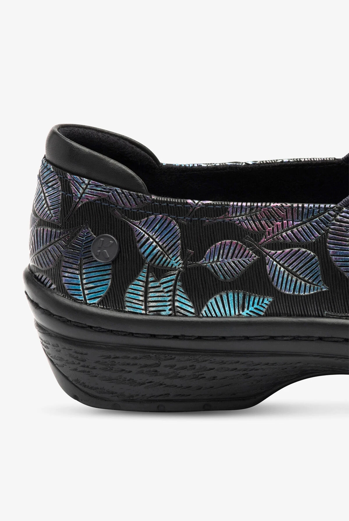 Klogs Moxy Blue/Purple Leaves Leather Slip On Clogs 6 Klogs Moxy Blue/Purple Leaves Leather Slip On Clogs - Image 4