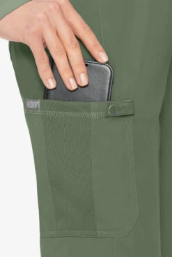 Med Couture Touch Women's 6-Pocket STRETCH Jersey Knit Waist Drawstring Cargo Yoga Scrub Pants -Cherokee Shop P7725 OLIVE 4