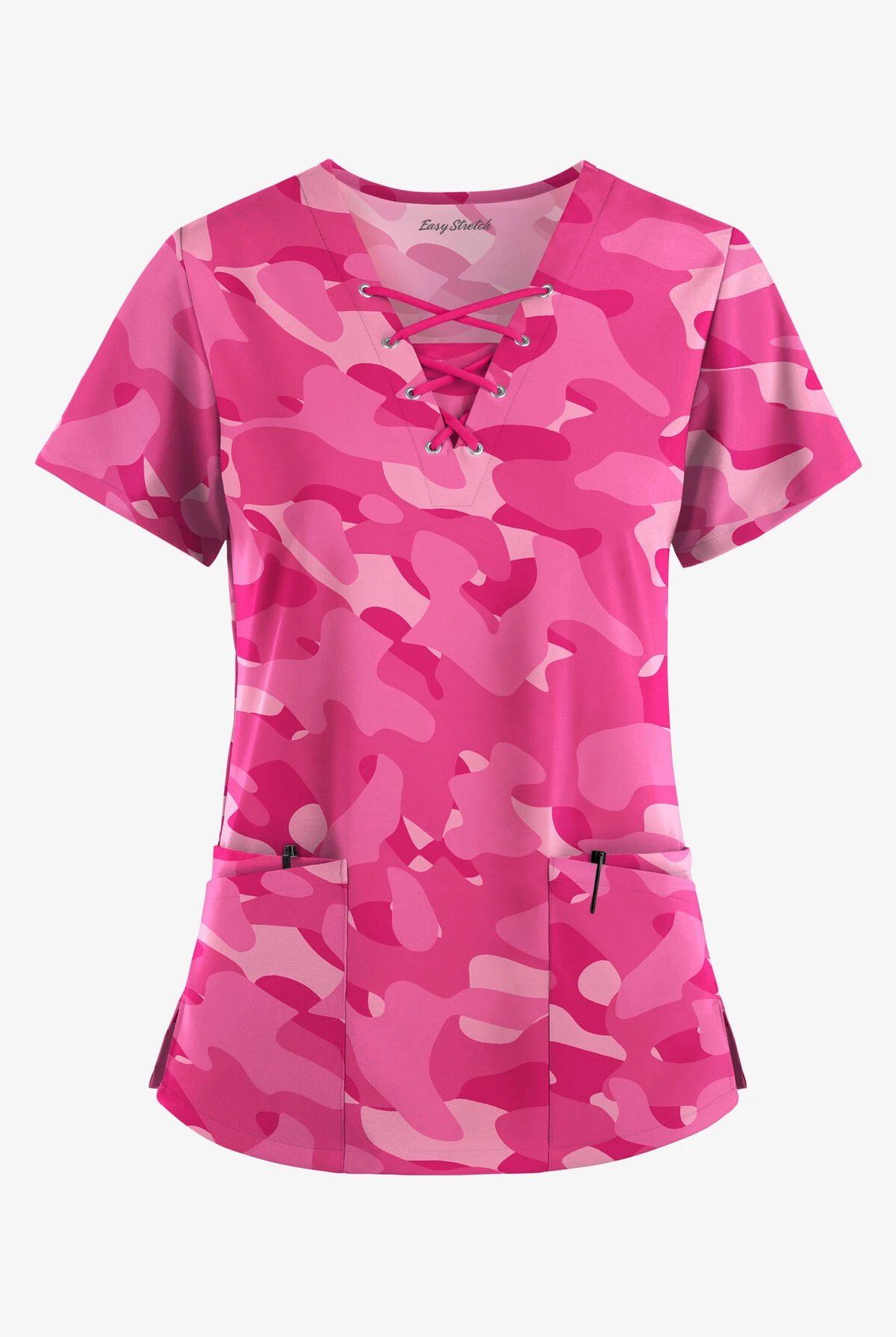 Easy Stretch By Butter-Soft Cloud Camo Flirt Women's 4-Pocket Lace Up V-Neck Printed Scrub Top 3 Easy Stretch By Butter-Soft Cloud Camo Flirt Women's 4-Pocket Lace Up V-Neck Printed Scrub Top
