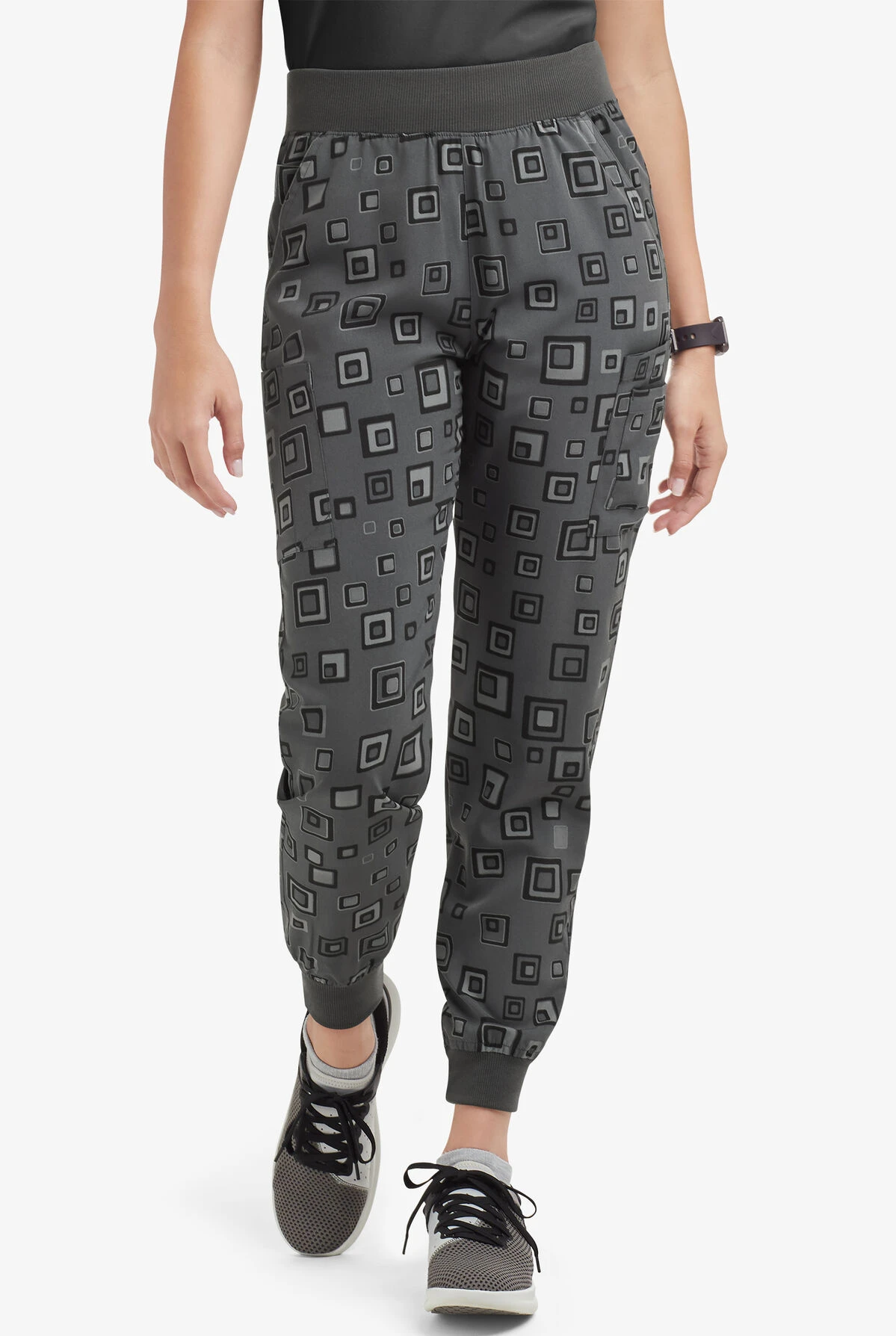 Easy STRETCH By Butter-Soft™ Cuff Floating Tiles Pewter Women’s 5-Pocket Jogger Print Scrub Pants 3 Easy STRETCH By Butter-Soft™ Cuff Floating Tiles Pewter Women’s 5-Pocket Jogger Print Scrub Pants