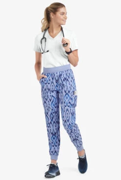 Easy STRETCH By Butter-Soft™ Cuff Uzbek Kilim Ceil Women’s 5-Pocket Jogger Print Scrub Pants -Cherokee Shop PBU287UKC 5