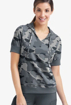 Easy Stretch By Butter-Soft Cloud Camo Pewter Women's 3-Pocket Short Sleeve Pull-Over Scrub Hoodie 6 Easy Stretch By Butter-Soft Cloud Camo Pewter Women's 3-Pocket Short Sleeve Pull-Over Scrub Hoodie -Cherokee Shop PBU417PCL 092223 2
