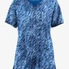 Easy STRETCH By Butter-Soft Abstract Animal Navy Women's 4-Pocket Zip Curved Neck Printed Scrub Top -Cherokee Shop PBU4236AANV 1