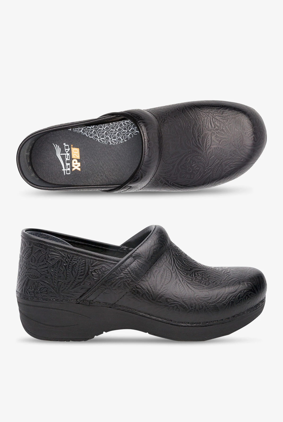 Dansko Women's XP 2.0 Black Floral Tooled Clogs 3 Dansko Women's XP 2.0 Black Floral Tooled Clogs