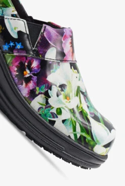 Laforst Women's Rachel Purple Flower Nursing Clogs -Cherokee Shop RACHPRFL 3