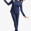 ReSurge Quartz Women’s 6-Pocket Long Sleeve Zip Front Scrub Jacket -Cherokee Shop RE521 100523 NAVY 1