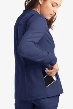 ReSurge Quartz Women’s 6-Pocket Long Sleeve Zip Front Scrub Jacket -Cherokee Shop RE521 100523 NAVY 4