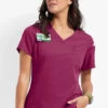 ReSurge Diamond Women's 3-Pocket V-Neck Tuck In / Wear Out Scrub Top -Cherokee Shop RE5513 092623 WINE 1