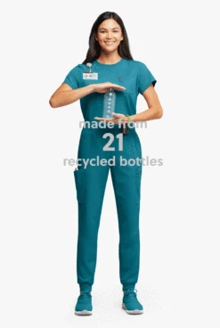 ReSurge Amber Women's Modern 7-Pocket Flat Front Slim Leg Jogger Scrub Pants 12 ReSurge Amber Women's Modern 7-Pocket Flat Front Slim Leg Jogger Scrub Pants -Cherokee Shop RE5516 091123 CARIB 5