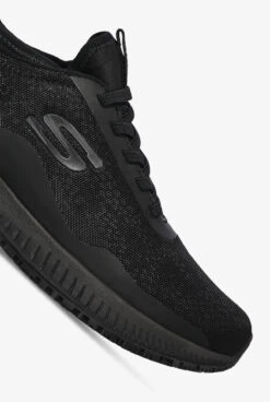 Skechers Work Women's Squad Glistle Black Athletic Slip On Shoes -Cherokee Shop SK108007BLK BLACK 3 HV