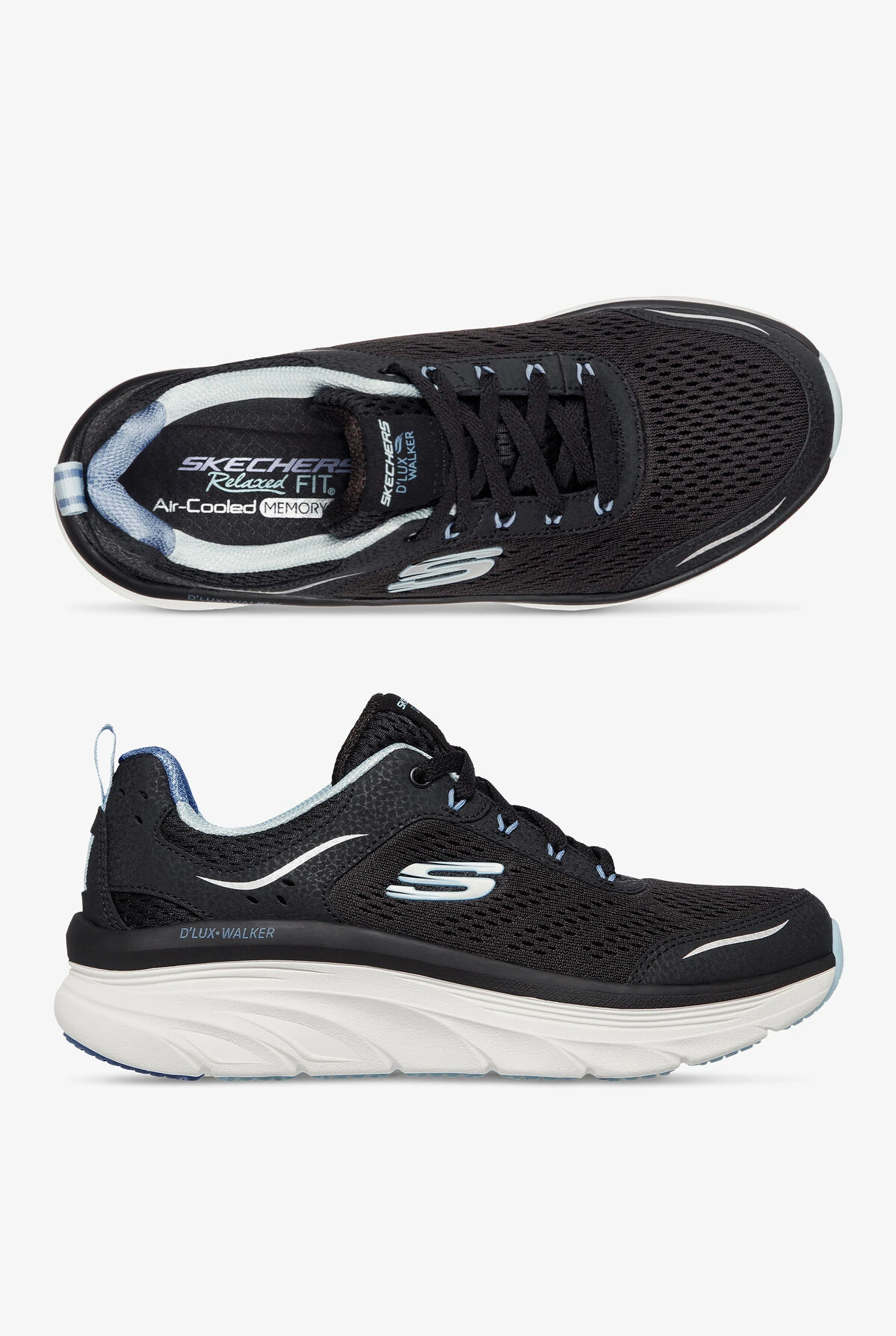 Skechers Sport Women's D'Lux Walker Infinite Motion Black Athletic Lace Up Nursing Shoes 3 Skechers Sport Women's D'Lux Walker Infinite Motion Black Athletic Lace Up Nursing Shoes