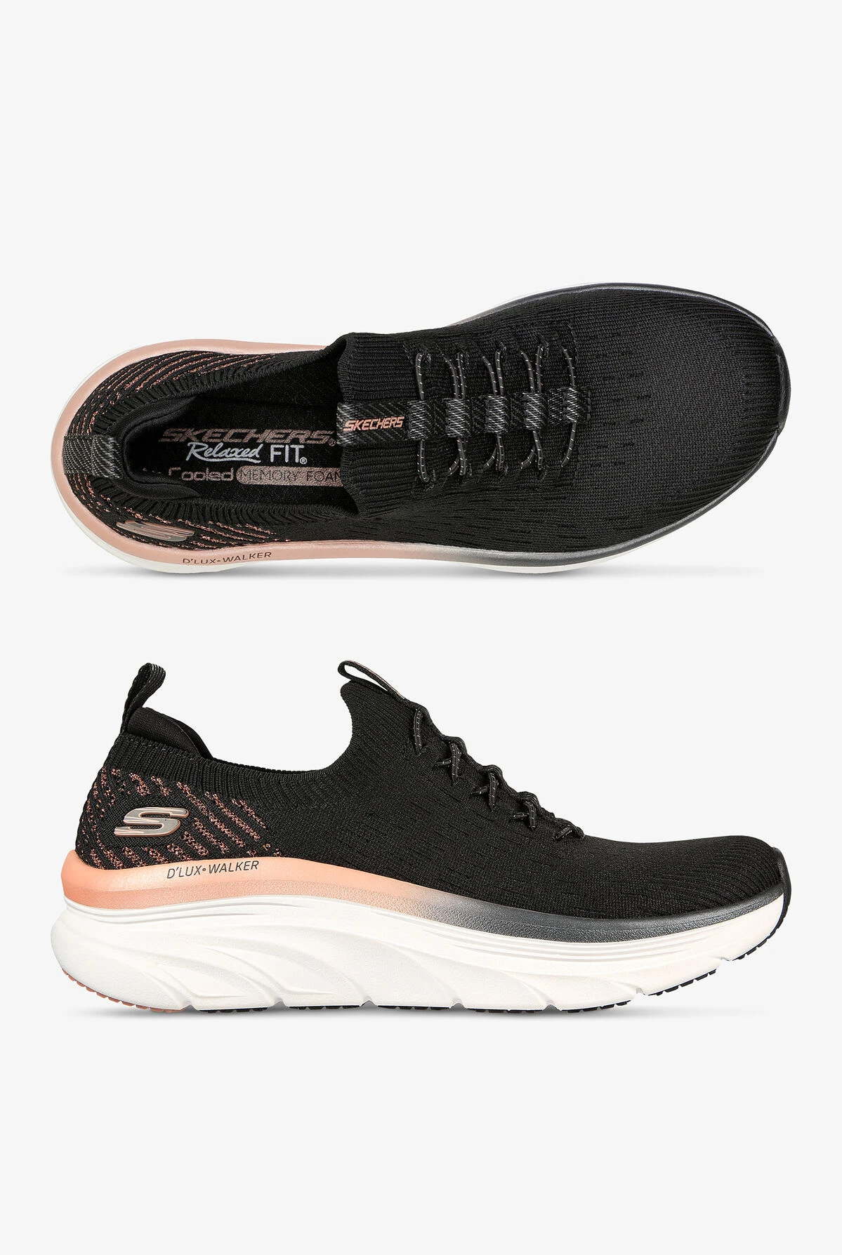 Skechers Sport Women's D'Lux Walker Let It Glow Black Athletic Lace Up Nursing Shoes 3 Skechers Sport Women's D'Lux Walker Let It Glow Black Athletic Lace Up Nursing Shoes