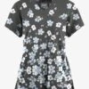 Butter-Soft Originals Boho Floral Pewter Women's 2-Pocket Scallop Neck Printed Scrub Top -Cherokee Shop TS1197BFPW 100423 1