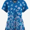 Butter-Soft Originals Boho Floral Royal Women's 2-Pocket Scallop Neck Printed Scrub Top