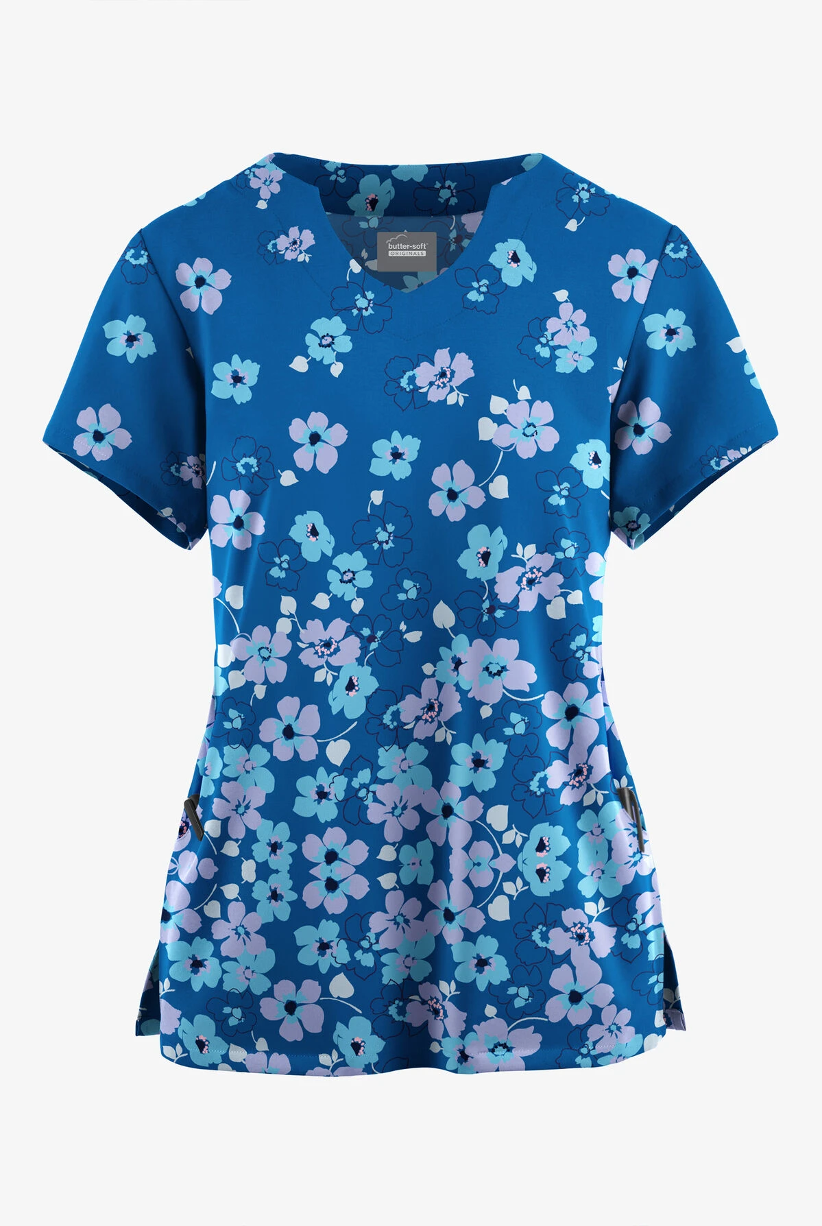 Butter-Soft Originals Boho Floral Royal Women's 2-Pocket Scallop Neck Printed Scrub Top 3 Butter-Soft Originals Boho Floral Royal Women's 2-Pocket Scallop Neck Printed Scrub Top