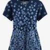 Butter-Soft Originals Jakarta Border Navy Women's 2-Pocket Scallop Neck Printed Scrub Top -Cherokee Shop TS1197JANV 100423 1