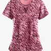 Easy STRETCH By Butter-Soft™ Abstract Animal Wine Women's 4-Pocket Lace Up V-Neck Print Scrub Top -Cherokee Shop TS222AAWN 1